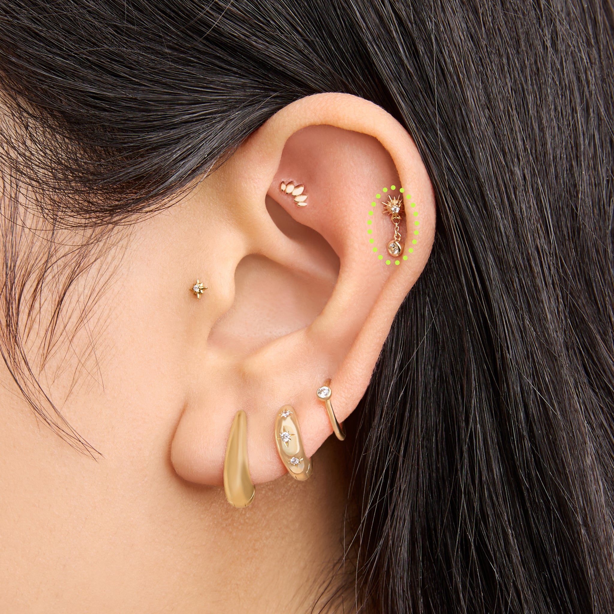 Alternative view of 14K Twinkle Dangle Flatback Stud