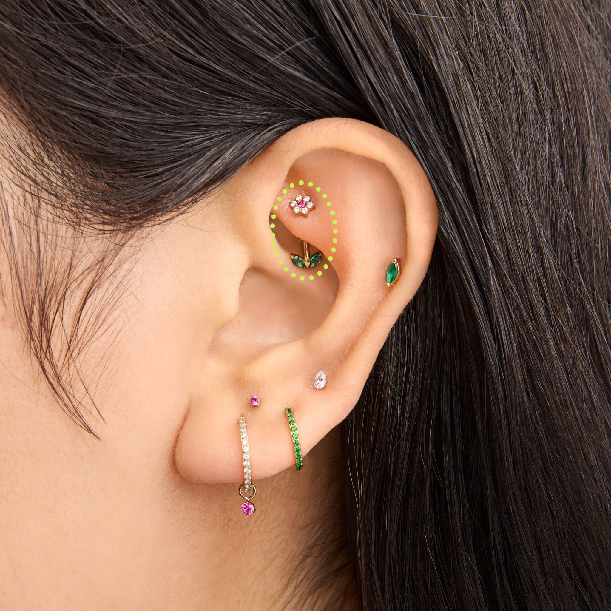 Alternative view of CZ Flower Barbell