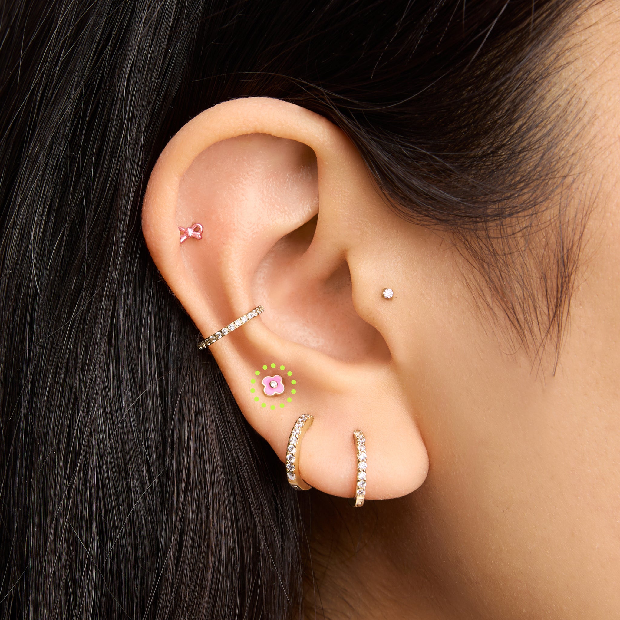 Alternative view of Enamel Flower Flatback Stud
