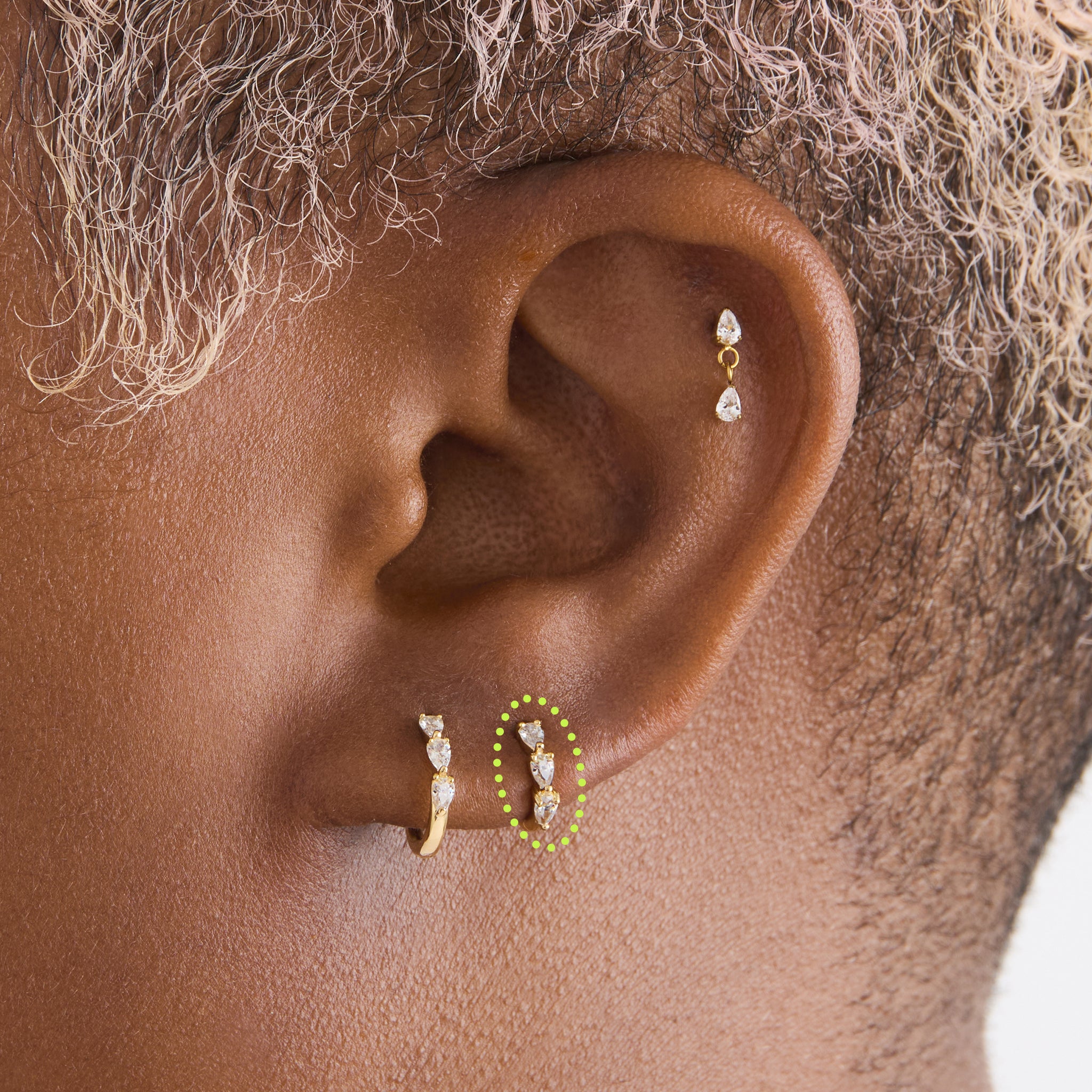 Alternative view of Micro Pave Pear Huggie
