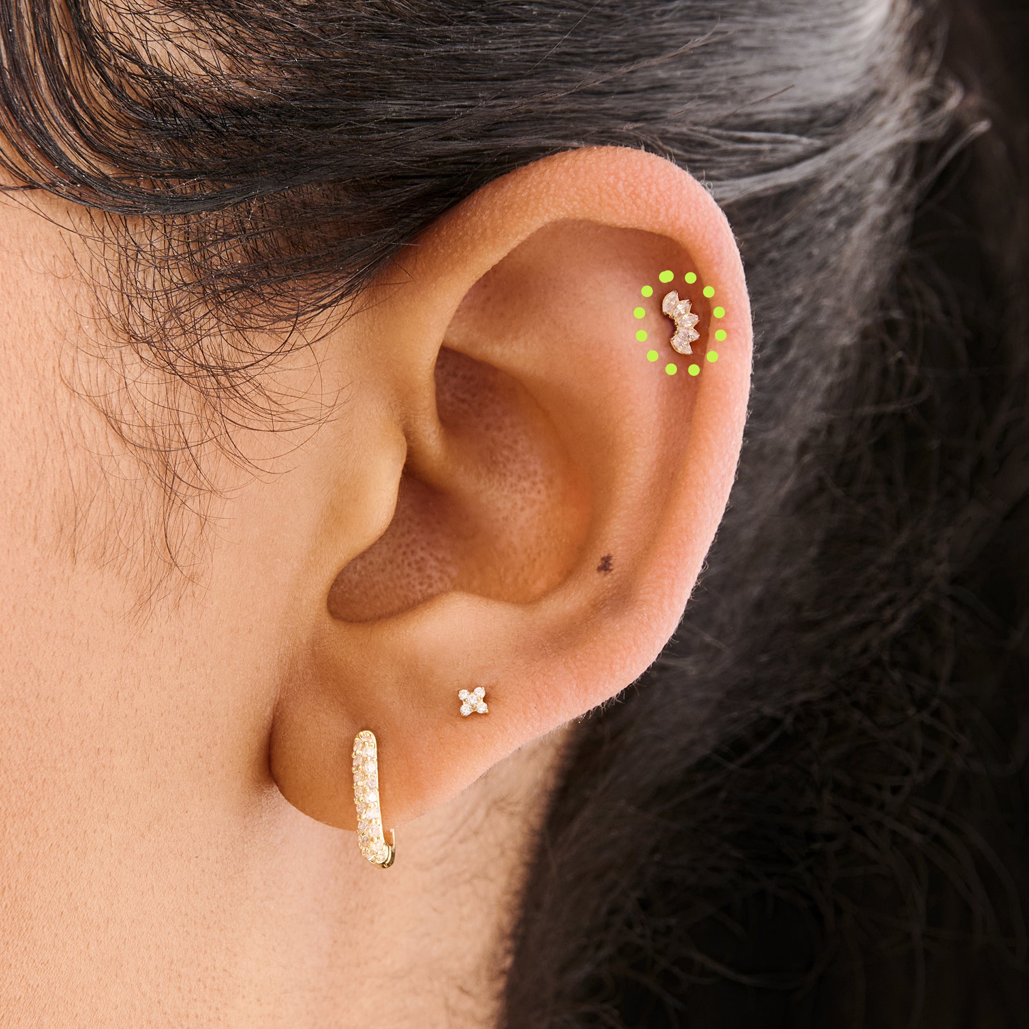 Alternative view of Micro Crown Marquise Flatback Stud