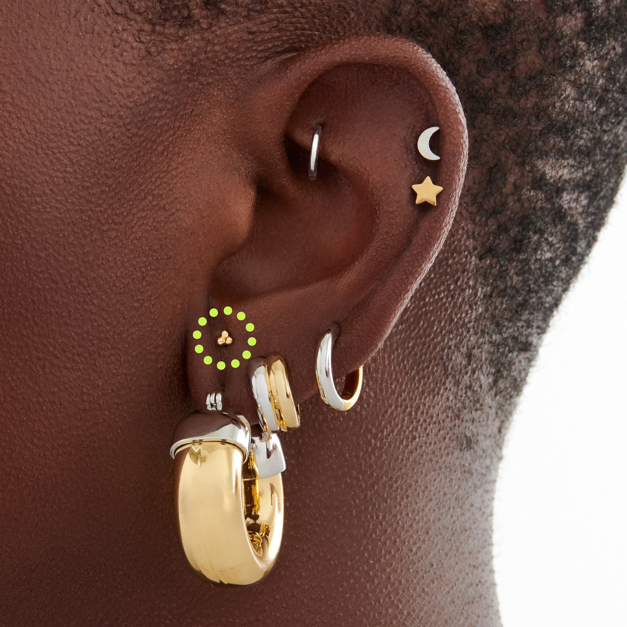 Alternative view of Beaded Triad Stud