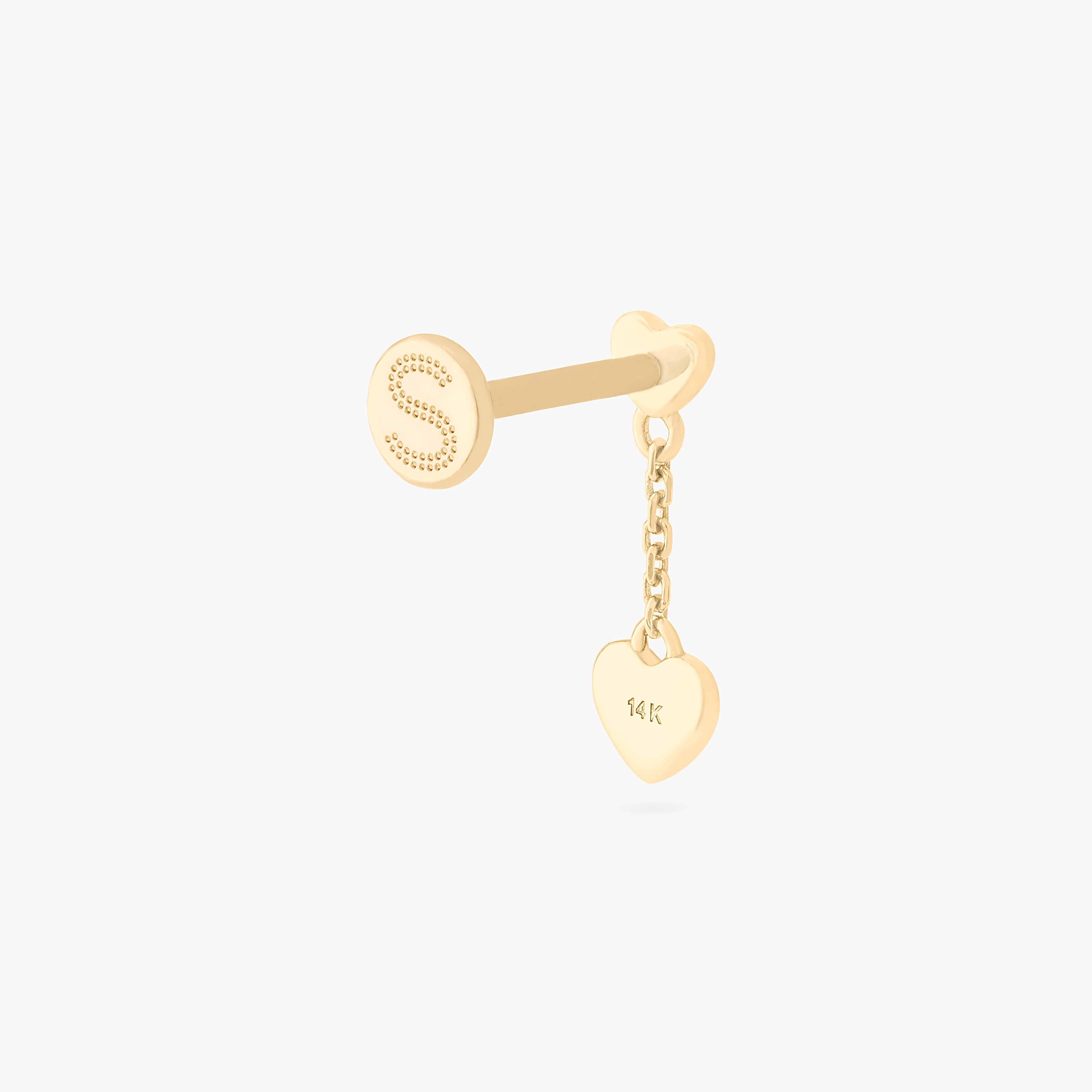 14K Double Heart Dangle Flatback - Image 4