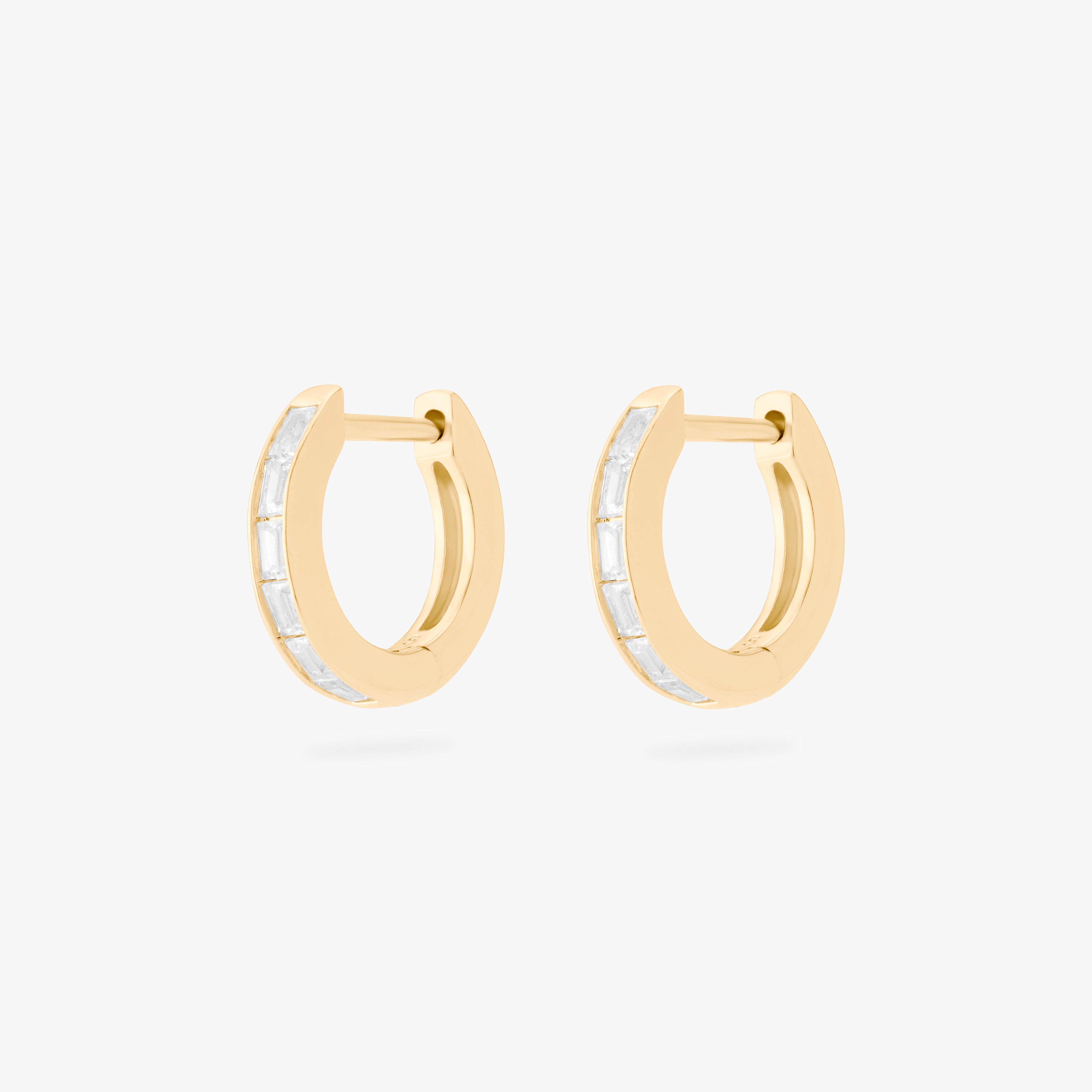 Mini Bezel Baguette Huggie - Image 5